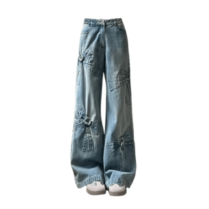 Y2K Bow Tie Jeans: Grunge Aesthetic & Coquette Style Must-Have