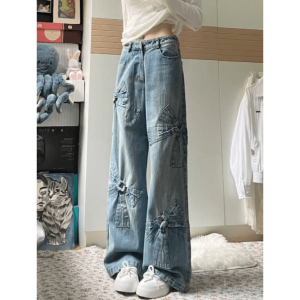 Y2K Bow Tie Jeans: Grunge Aesthetic & Coquette Style Must-Have