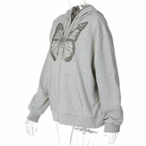 Y2K Butterfly Hoodie: Cute Tops for Coquette & Grunge Aesthetic Styles