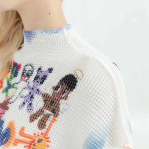 Y2K Cartoon Figures Printed Top - Cute Aesthetic for Grunge & Coquette