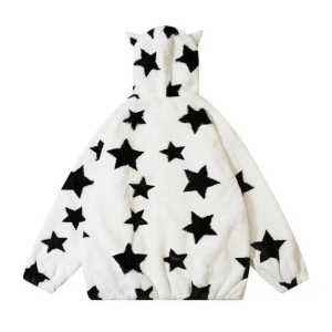 Y2K Cat Ears Star Hoodie - Cute Tops for Coquette & Grunge Aesthetic