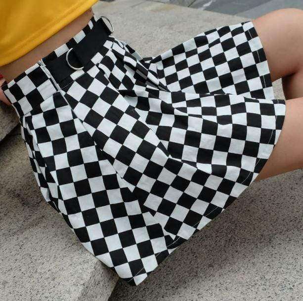 Y2K Checkerboard Skirt: Grunge Aesthetic & Coquette Style Outfit