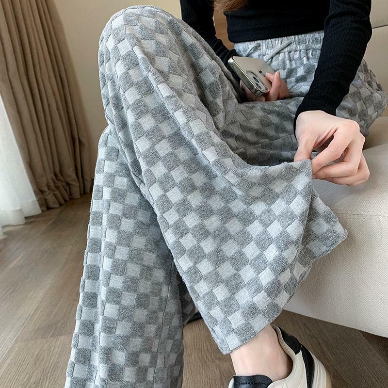 Y2K Checkered Sweatpants for Grunge Aesthetic & Coquette Style Outfits