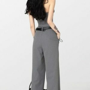 Y2K Corset Top & Wide Leg Pants Set - Grunge & Coquette Aesthetic