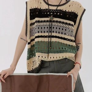 Y2K Crochet Sweater Vest: Cute Tops for Coquette & Grunge Aesthetic