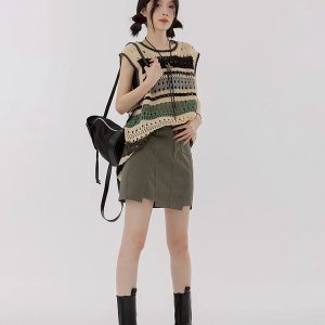 Y2K Crochet Sweater Vest: Cute Tops for Coquette & Grunge Aesthetic