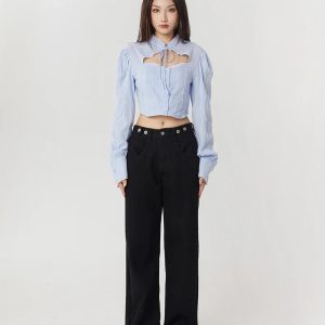 Y2K Cut Out Crop Top - Coquette & Grunge Aesthetic Cute Tops