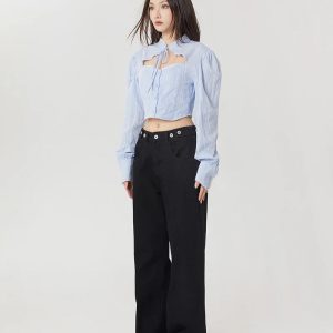 Y2K Cut Out Crop Top - Coquette & Grunge Aesthetic Cute Tops