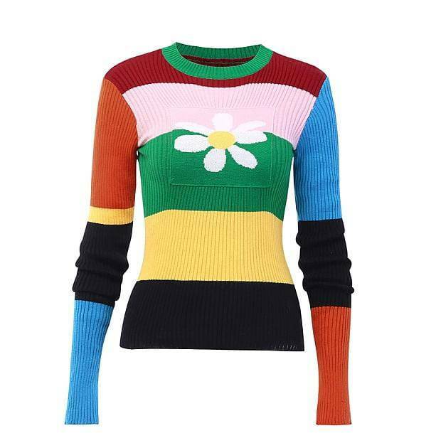 Y2K Daisy Sweater: Cute Pastel Goth & Grunge Aesthetic Top