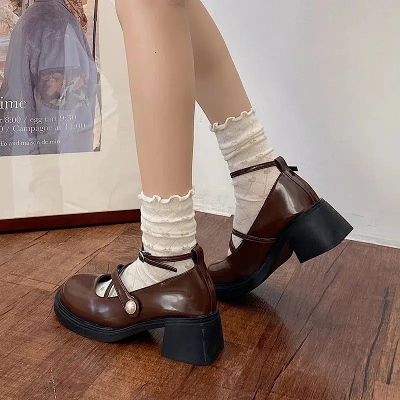 Y2K Dark Academia Mary Jane Shoes for Grunge & Coquette Aesthetic