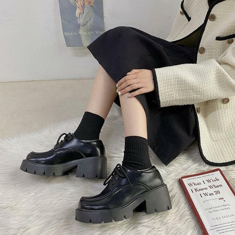 Y2K Dark Academia Platform Shoes for Grunge Aesthetic & Cute Outfits