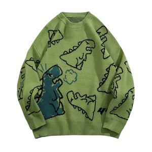 Y2K Dino Sweater: Cute Tops for Coquette & Grunge Aesthetic Styles