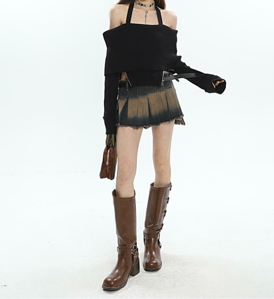 Y2K Distressed Mini Skirt with Tie Side - Grunge & Coquette Aesthetic