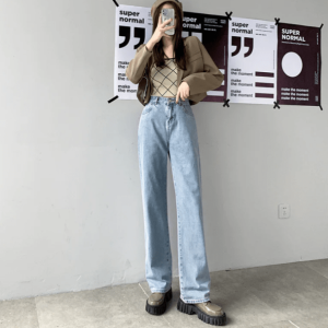 Y2K Fashion 90s Straight Leg Jeans - Grunge Aesthetic & Cute Tops