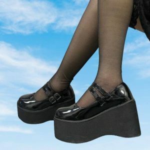 Y2K Fashion Aesthetic Platform Wedges for Cute Tops & Grunge Outfits