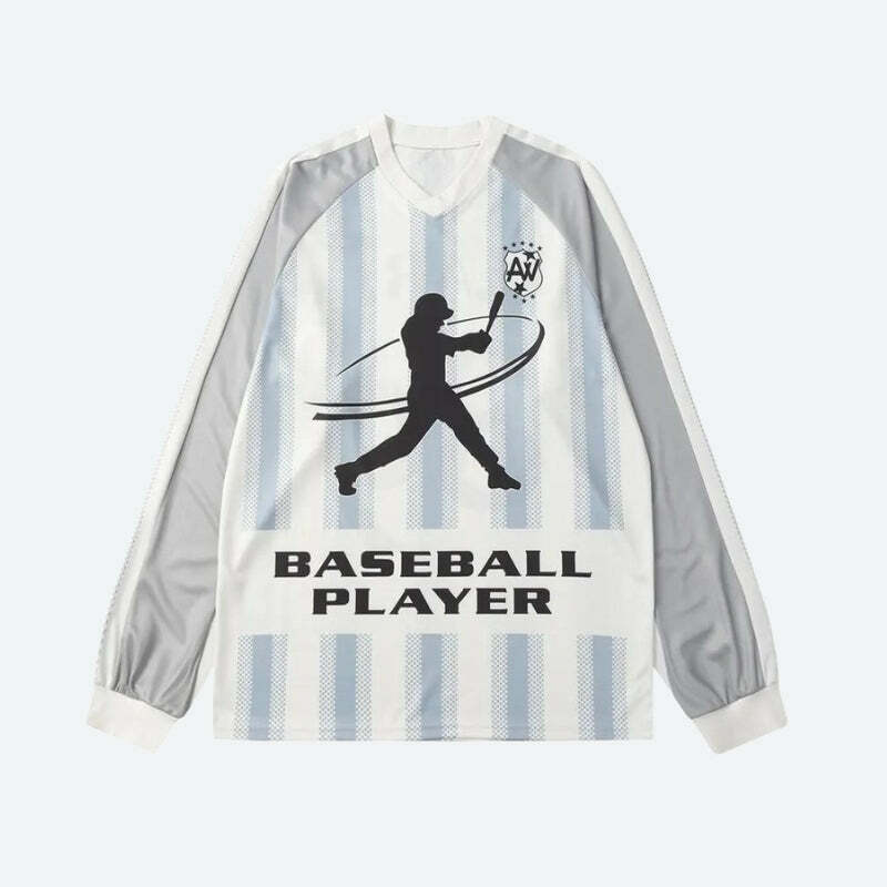 Y2K Fashion Baseball Jersey: Grunge Aesthetic & Coquette Style Top