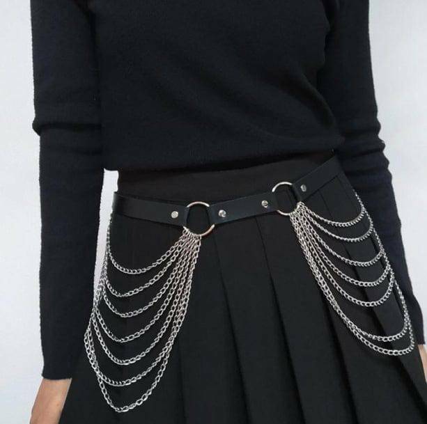 Y2K Fashion Belt with Waist Chain - Grunge Aesthetic & Coquette Style