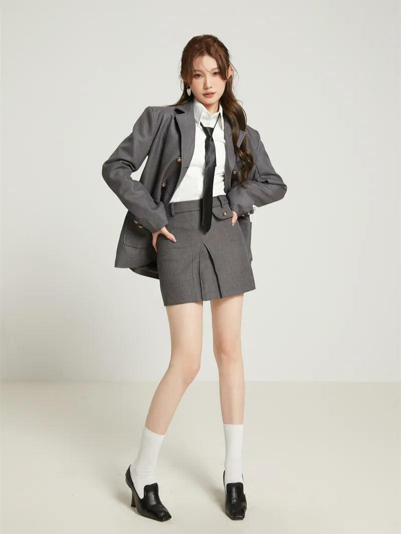 Y2K Fashion Cargo Skirt, Blazer & Cute Top Set for Coquette Aesthetic