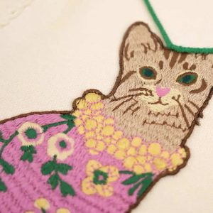 Y2K Fashion Cat Embroidered Sweater - Cute Tops for Coquette Aesthetic