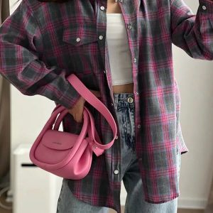 Y2K Fashion Classic Plaid Shirt - Grunge Aesthetic & Cute Tops