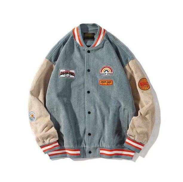 Y2K Fashion Corduroy Baseball Jacket - Grunge Aesthetic & Cute Tops