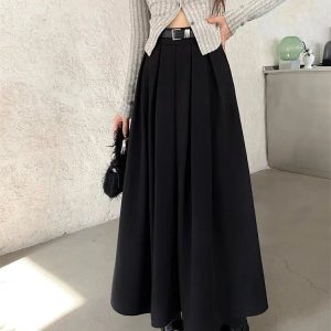 Y2K Fashion Dark Academia Midi Skirt - Grunge Aesthetic Cute Tops