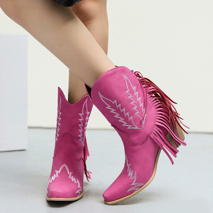 Y2K Fashion Disco Cowgirl Fringe Ankle Boots for Grunge & Coquette Aesthetic