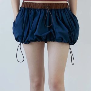 Y2K Fashion Drawstring Bubble Mini Skirt - Cute Pastel Goth Aesthetic