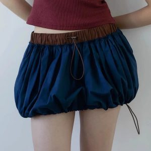 Y2K Fashion Drawstring Bubble Mini Skirt - Cute Pastel Goth Aesthetic