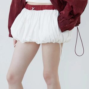 Y2K Fashion Drawstring Bubble Mini Skirt - Cute Pastel Goth Aesthetic