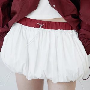 Y2K Fashion Drawstring Bubble Mini Skirt - Cute Pastel Goth Aesthetic