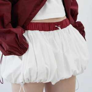 Y2K Fashion Drawstring Bubble Mini Skirt - Cute Pastel Goth Aesthetic