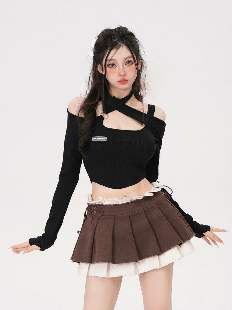 Y2K Fashion Drawstring Pleated Mini Skirt - Grunge & Coquette Aesthetic