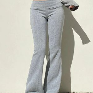 Y2K Fashion Flare Sweatpants: Grunge Aesthetic & Cute Tops Combo