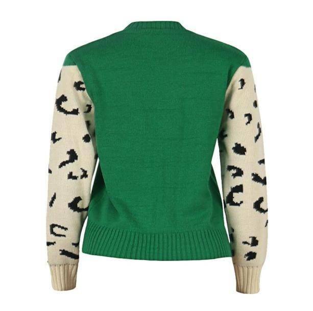 Y2K Fashion Green Leopard Sweater - Cute Tops for Coquette & Grunge Aesthetic