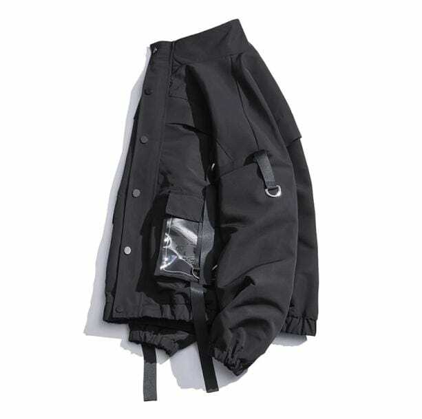 Y2K Fashion Jacket with See-Through Pockets for Grunge & Coquette Aesthetic