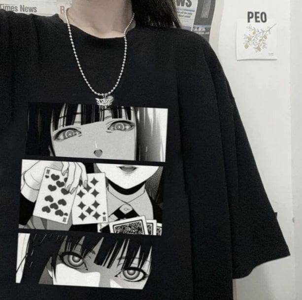 Y2K Fashion Kakegurui T-Shirt: Cute Tops for Coquette & Grunge Aesthetic