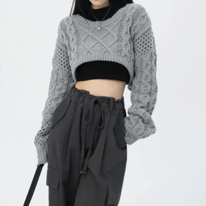 Y2K Fashion Knitted Super Cropped Sweater - Cute Tops for Coquette Aesthetic