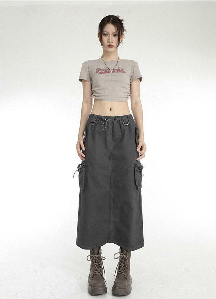 Y2K Fashion Low Rise Parachute Maxi Skirt - Grunge & Coquette Aesthetic