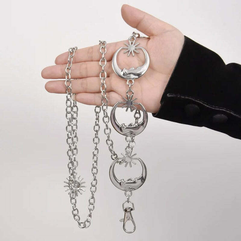 Y2K Fashion Moon Belly Chain: Cute Accessory for Coquette & Grunge Aesthetic