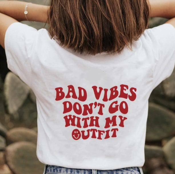 Y2K Fashion No Bad Vibes T-Shirt - Cute Tops for Coquette & Grunge Aesthetic