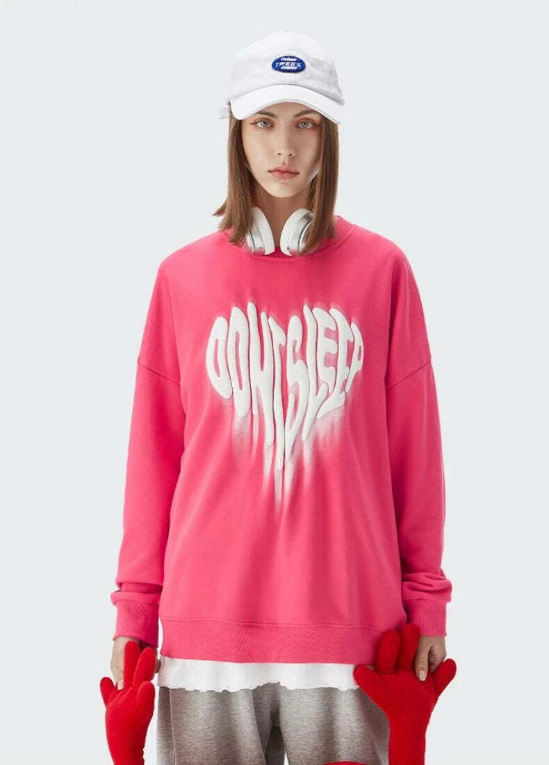 Y2K Fashion Ooh I Sleep Crew Neck Sweatshirt - Cute Pastel Goth Aesthetic