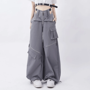 Y2K Fashion Open Zip Pants: Grunge Aesthetic & Coquette Style Essential