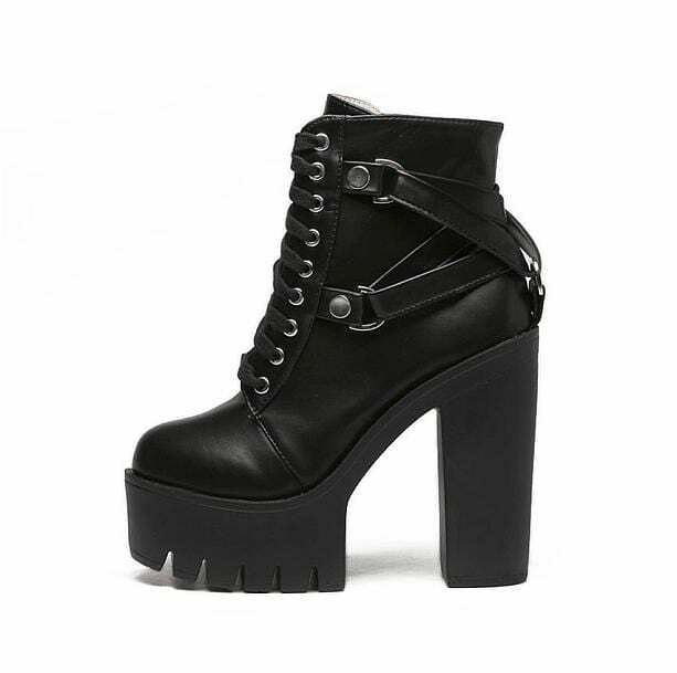 Y2K Fashion Platform Ankle Boots - Grunge Aesthetic & Cute Tops Style