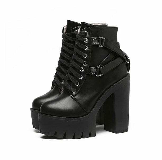 Y2K Fashion Platform Ankle Boots - Grunge Aesthetic & Cute Tops Style