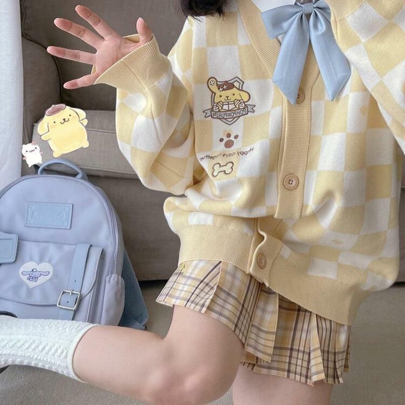 Y2K Fashion Pompurin Buttoned Yellow Cardigan - Cute Tops & Aesthetic Style