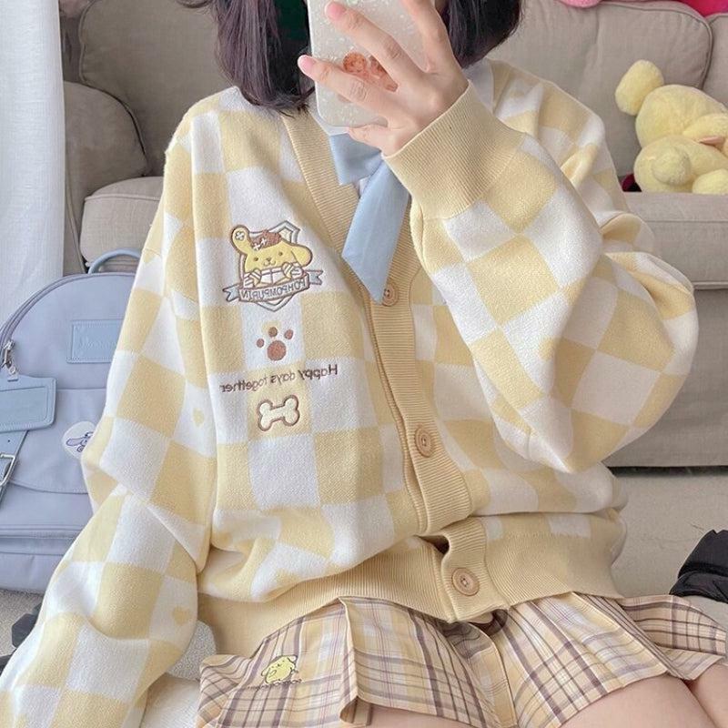 Y2K Fashion Pompurin Buttoned Yellow Cardigan - Cute Tops & Aesthetic Style