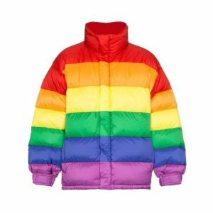 Y2K Fashion Puffy Rainbow Jacket - Cute Tops for Coquette & Grunge Aesthetic