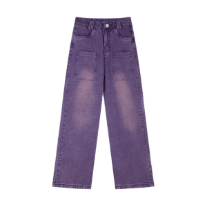 Y2K Fashion Purple Baggy Jeans - Grunge Aesthetic & Cute Tops Style