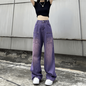 Y2K Fashion Purple Baggy Jeans - Grunge Aesthetic & Cute Tops Style